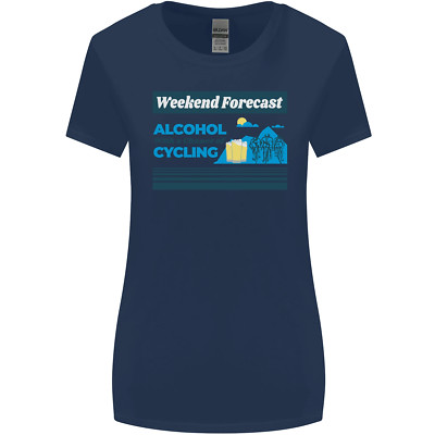 Cycling Weekend Forecast Funny Beer Alcohol Womens Wider Cut T-Shirt