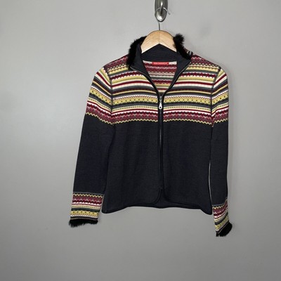 alain manoukian full zip merino wool sweater