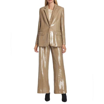 ELIE TAHARI ELIE TAHARI THE HOLLY SEQUINED SUIT JACKET BEIGE