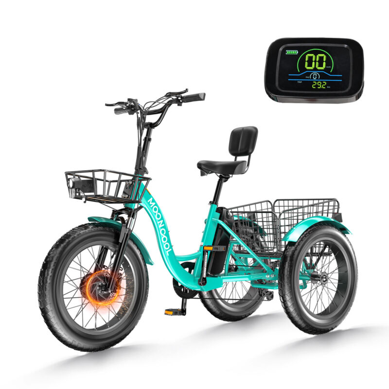 20" Electric Trike, Electric Tricycle for Adults, 500W (Peak 750W) Ebike Trike