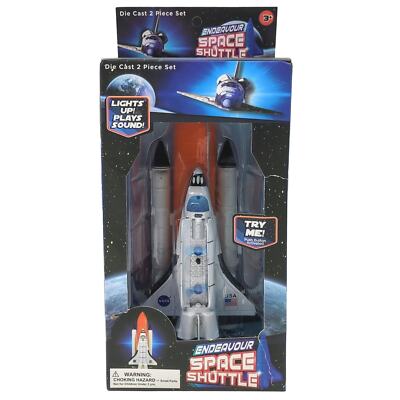 Space Shuttle And Toy Rocket Ship Diecast Collectible Set Endeavor Lights Sounds