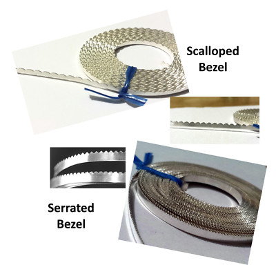 Adornville  BEZEL Wire SOLID .999 Fine Silver Serrated/Scalloped 28 Gauge 3.18mm
