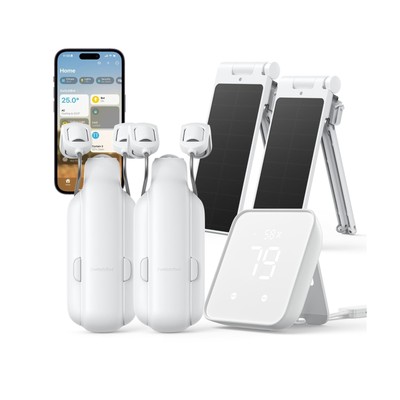 SwitchBot Smart Automatic Curtain Opener 2-Pack, Solar Panel 2-Pack, Hub 2 1-...