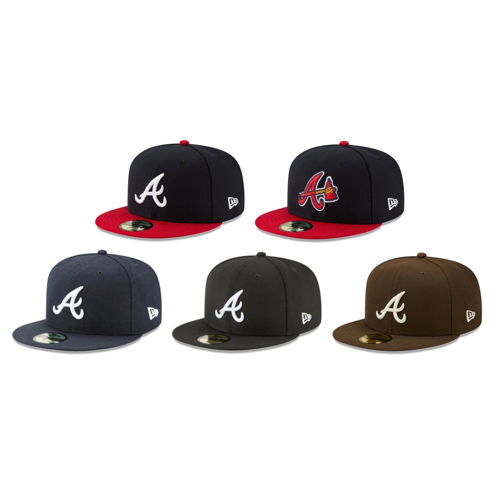 Casquette ajustée New Era 59FIFTY pour homme, Atlanta Braves, noire, multicolore