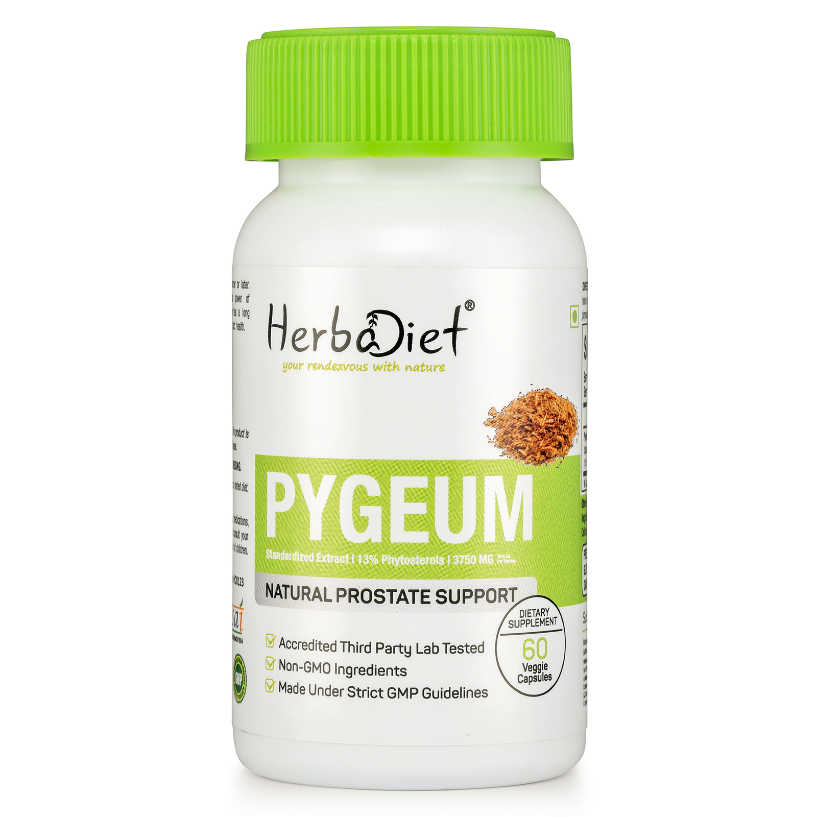 Pygeum Bark Extract 120 Vegan Capsules 13% Phytosterols Healthy Prostate Support