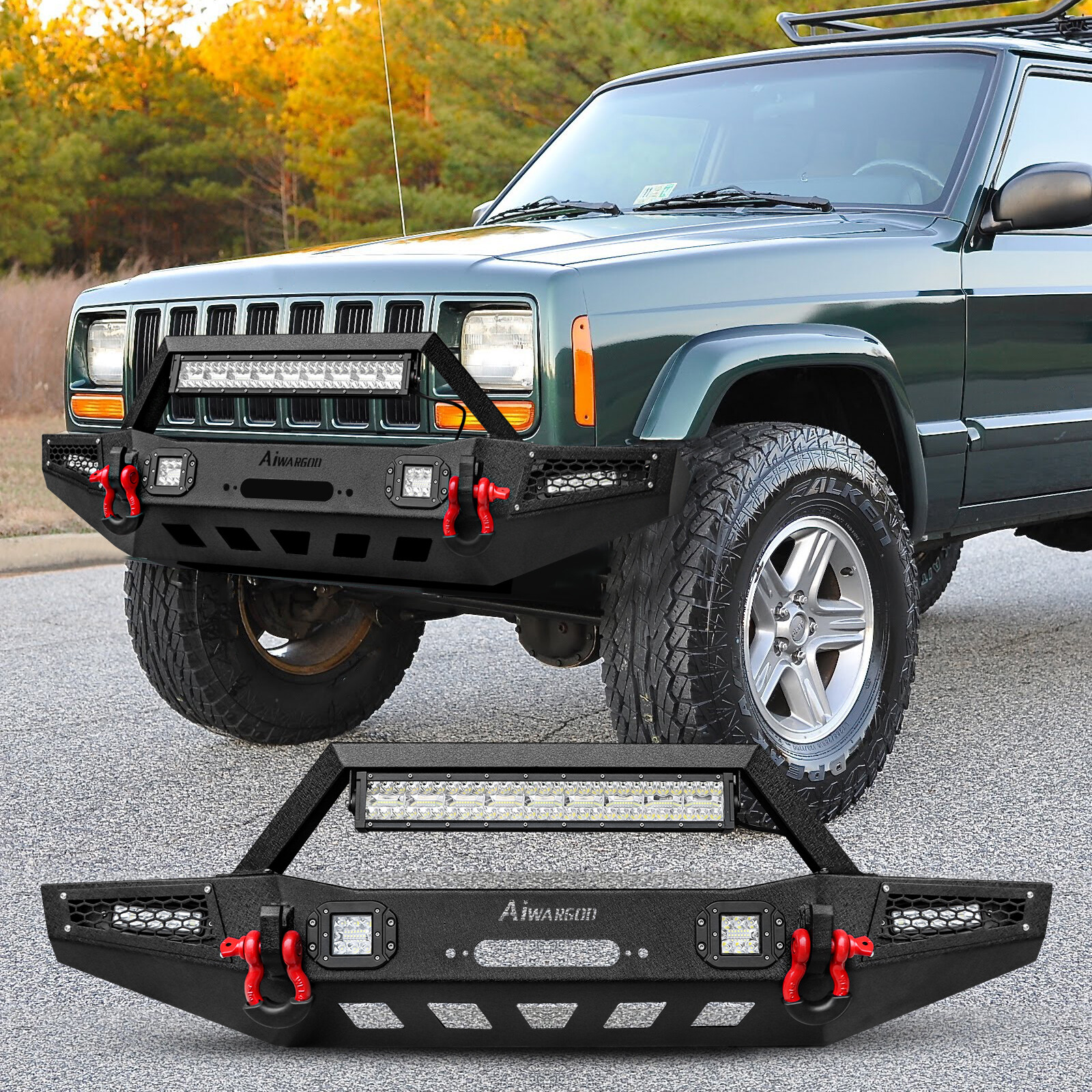 Offroad For 1984-2001 Jeep Cherokee XJ Front Bumper W/Winch