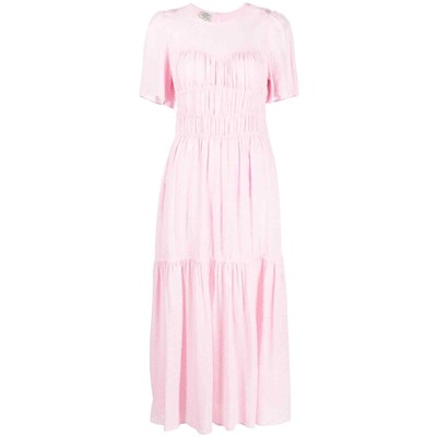 Baum Und Pferdgarten Anissa Tiered Light Pink Midi Dress Size Small