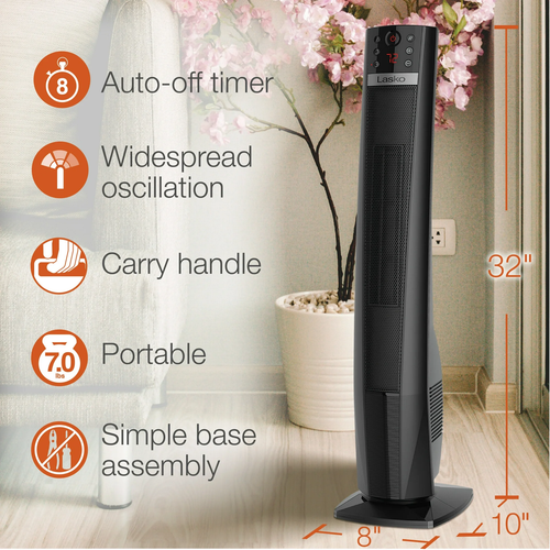 Lasko Oscillating 32" Ceramic Tower Space Heater 1500W Remote Control 8hr-Timer