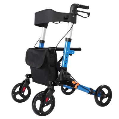 Walker for Seniors Storage Bag with Seat Padded Backrest Folding Walking Aid 