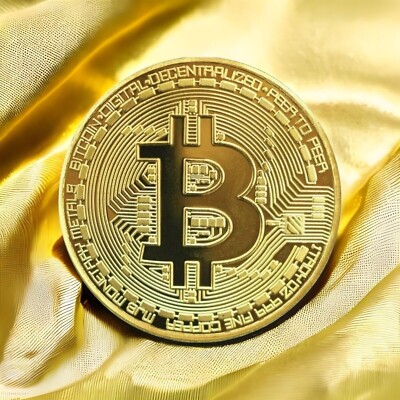 Gold Plated Bitcoin Metal Coin Physical BTC Cryptocurrency B 1.6'' Collector Bit