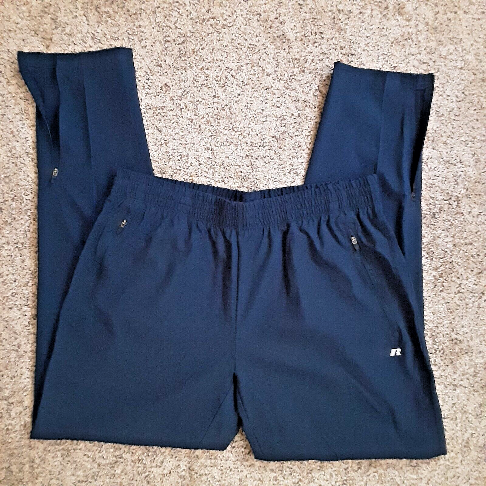 Russell Athletic Sweatpants Mens Large Workout Pants Joggers Navy Blue Zip Ankle