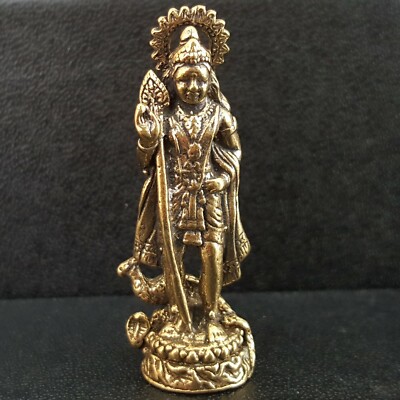 God Murugan Kartikeya Warrior Statue Peacock Son Shiva Powerful Brave Brass Mini