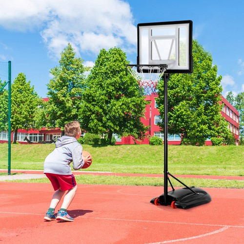 Portable Basketball Hoop Outdoor Goals System Adjustable w/PVC Backboard Wheels 