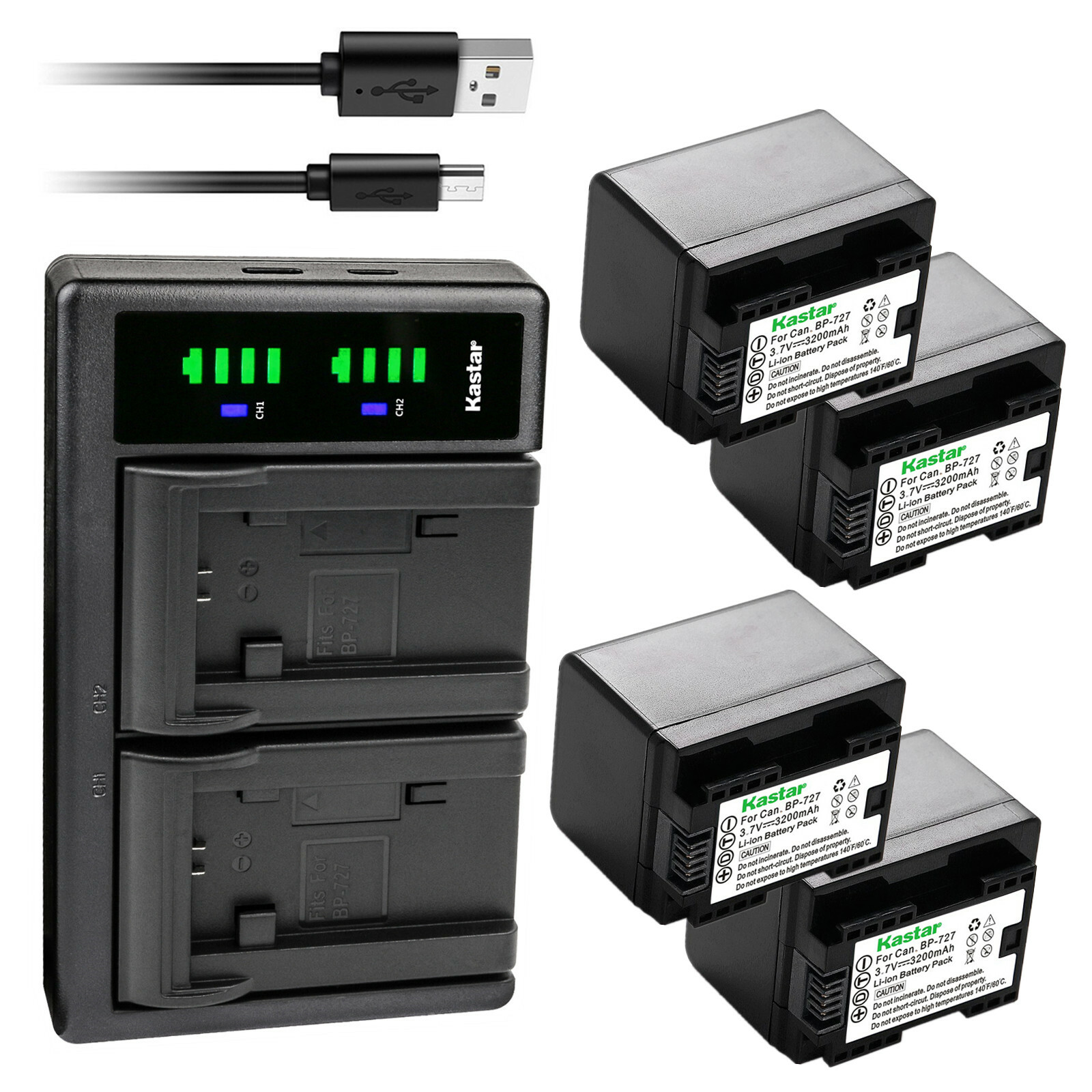 Kastar Battery LTD2 Charger for Canon BP-727 CG-700 Canon VIXIA HF R72 Camera