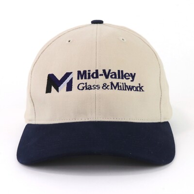 Mid-Valley Glass Millwork Tan Blue Embroidered Baseball Hat Ball Cap Richardson