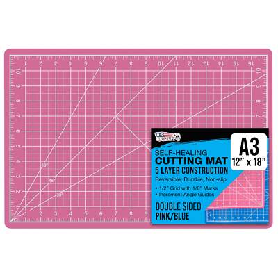 12" x 18" PINK/BLUE Self Healing 5-Ply Double Sided Durable Cutting Mat