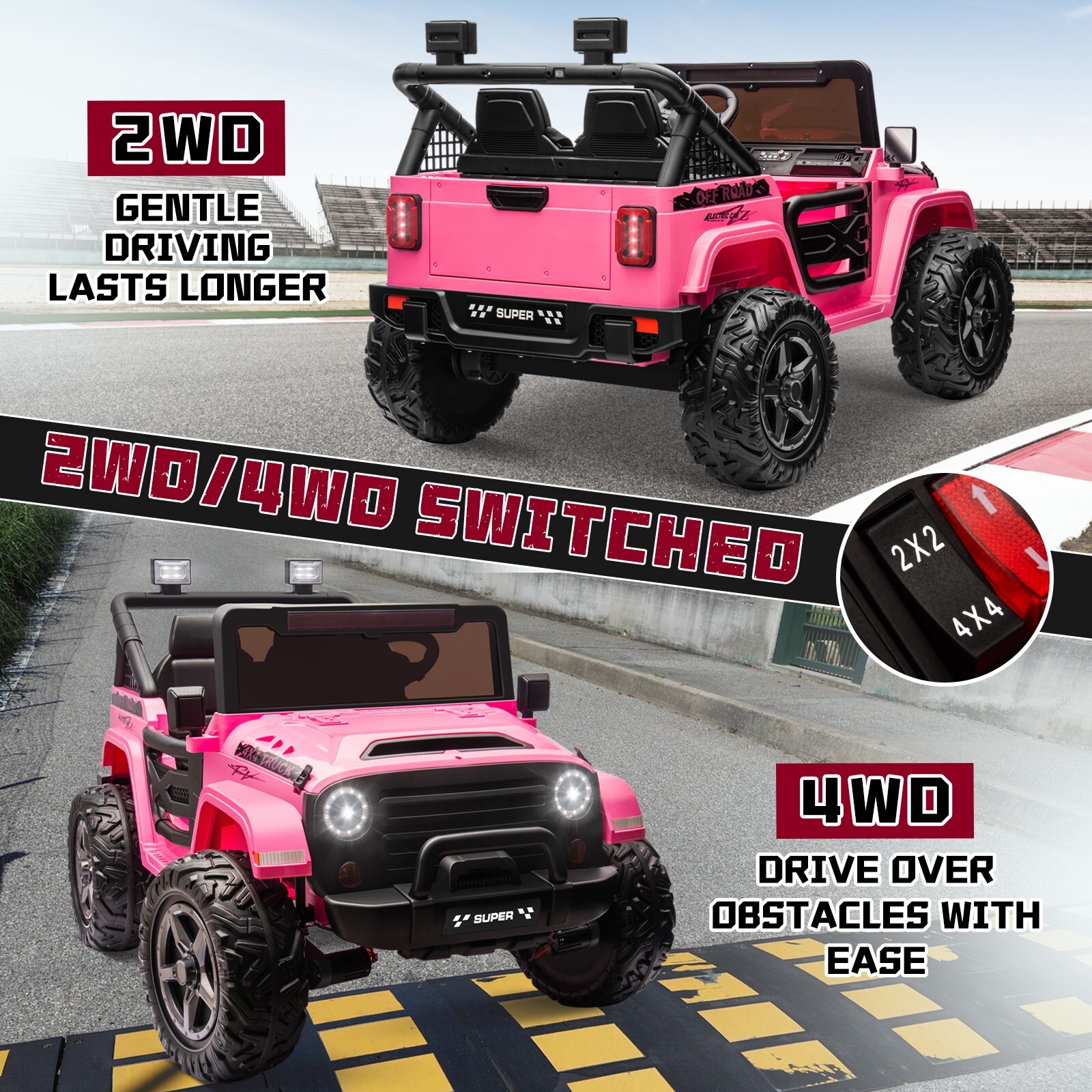 ZEOPHOL Kids Electric Ride On Truck 24V 9AH Battery Power Car 4WD/2WD Off-Road