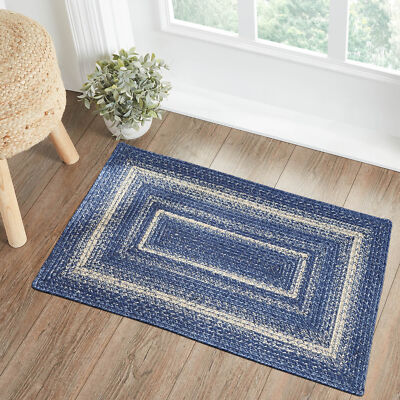 Accent Rug Great Falls Blue Jute Farmhouse 24x36 Rect No Slip Floor VHC Brands