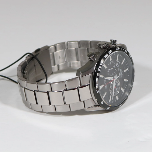 CITIZEN CITIZEN ECO-DRIVE SUPER TITANIUM BLACK DIAL CHRONOGRAPH MEN'S WATCH CA4444-82E