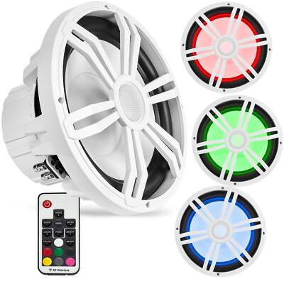 BMS12RW 1000W Peak (400W RMS) 12'' Marine Subwoofer with Multi-color LED Lighting