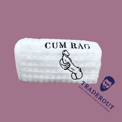 H.E.Arts Erotic Art Custom Embroidery Men Cum Rag White waffle Cotton Washcloth