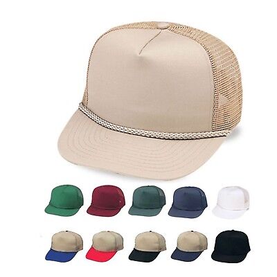 S Caps Blank Two Tone 5 Panel Trucker Mesh Braid