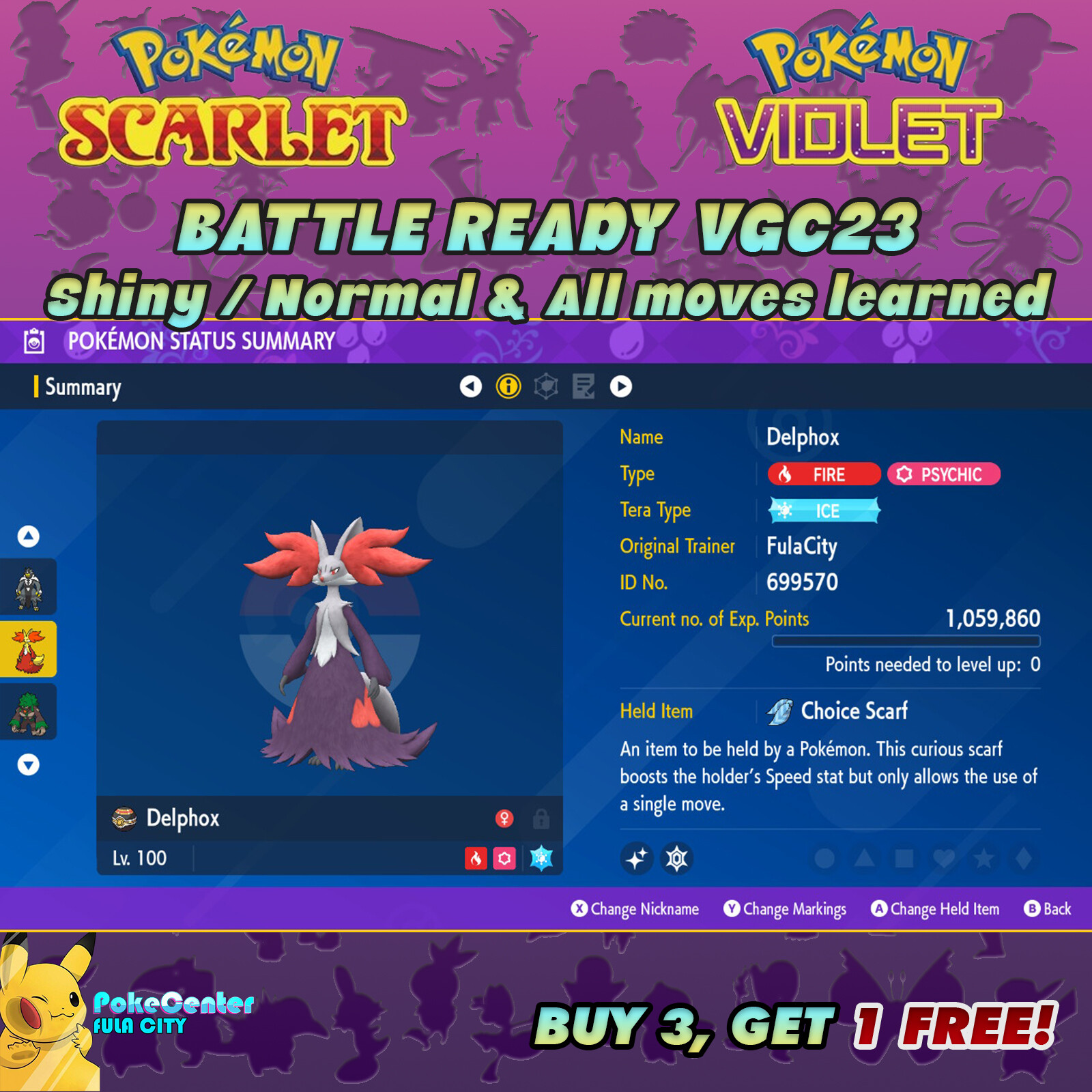 Pokémon Viola E Scarlatto – Delphox Shiny/normale 6IV Pronto Per Battaglia (perfette Condizioni) - Foto 4