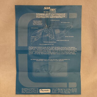 1993 Playmates Star Trek TNG Starfleet Database Romulan Warbird Instructions
