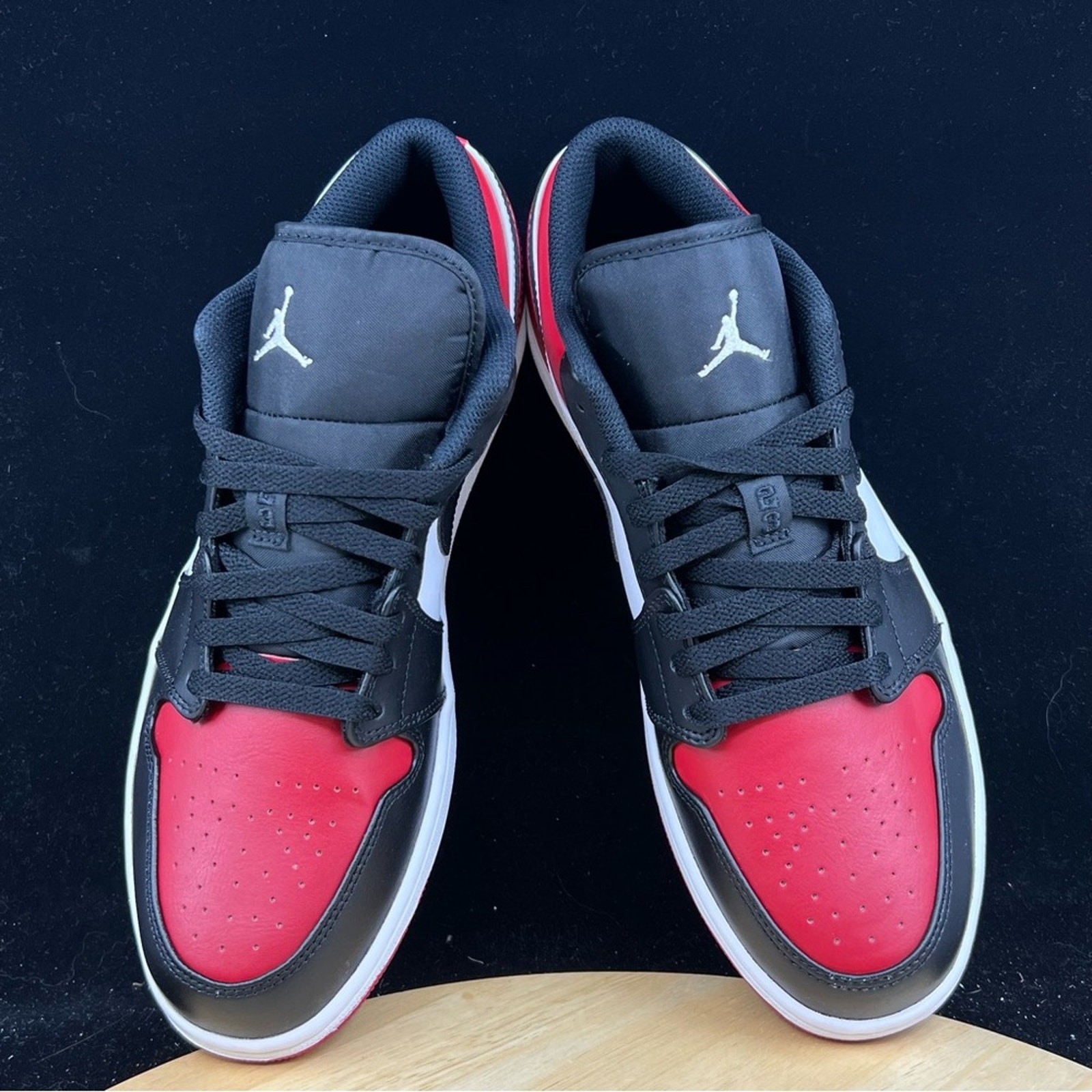 Nike Air Jordan 1 Low Shoes Bred Toe Black Red White 553558-612 Men's NEW Sz 13