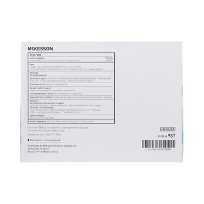 McKesson 987 Impregnated Povidone-Iodine Swabsticks Sterile 987 750 Ct