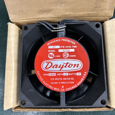 NEW Dayton 4C596 Axial Fan 115 Volts 9 Watts 27 CFM, 2800 RPM