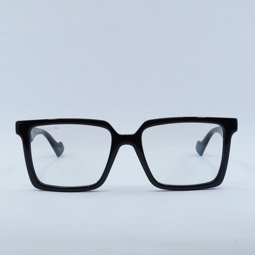 Pre-owned Gucci Gg1541s 001 Black/blue Light Crystal To Grey Photochromic 55-18-145 Sun... In Gray