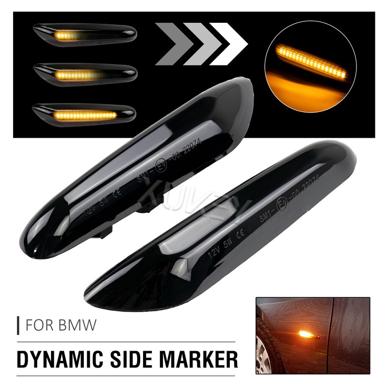 2PC Smoked LED Fender Side Marker Light Sequential Turn Signal Lamp for BMW-328i