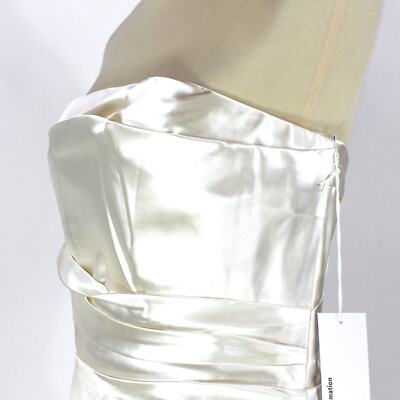 Pre-owned Reformation Ivory Strapless Barrow Silk Dress 8 Satin High Slit Maxi Wedding In Yellow