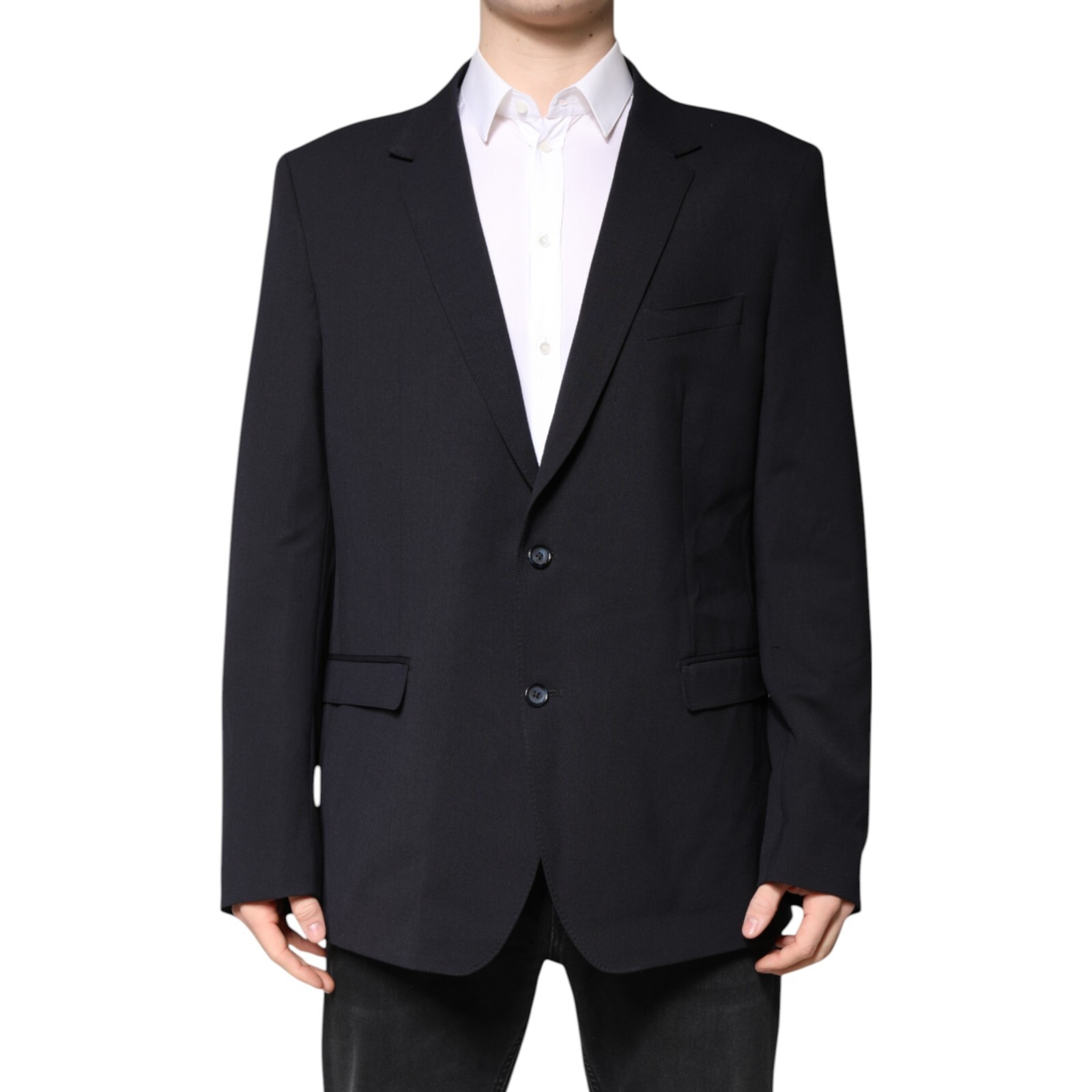 DOLCE & GABBANA Blazer Dark Blue Wool Single Breasted Coat