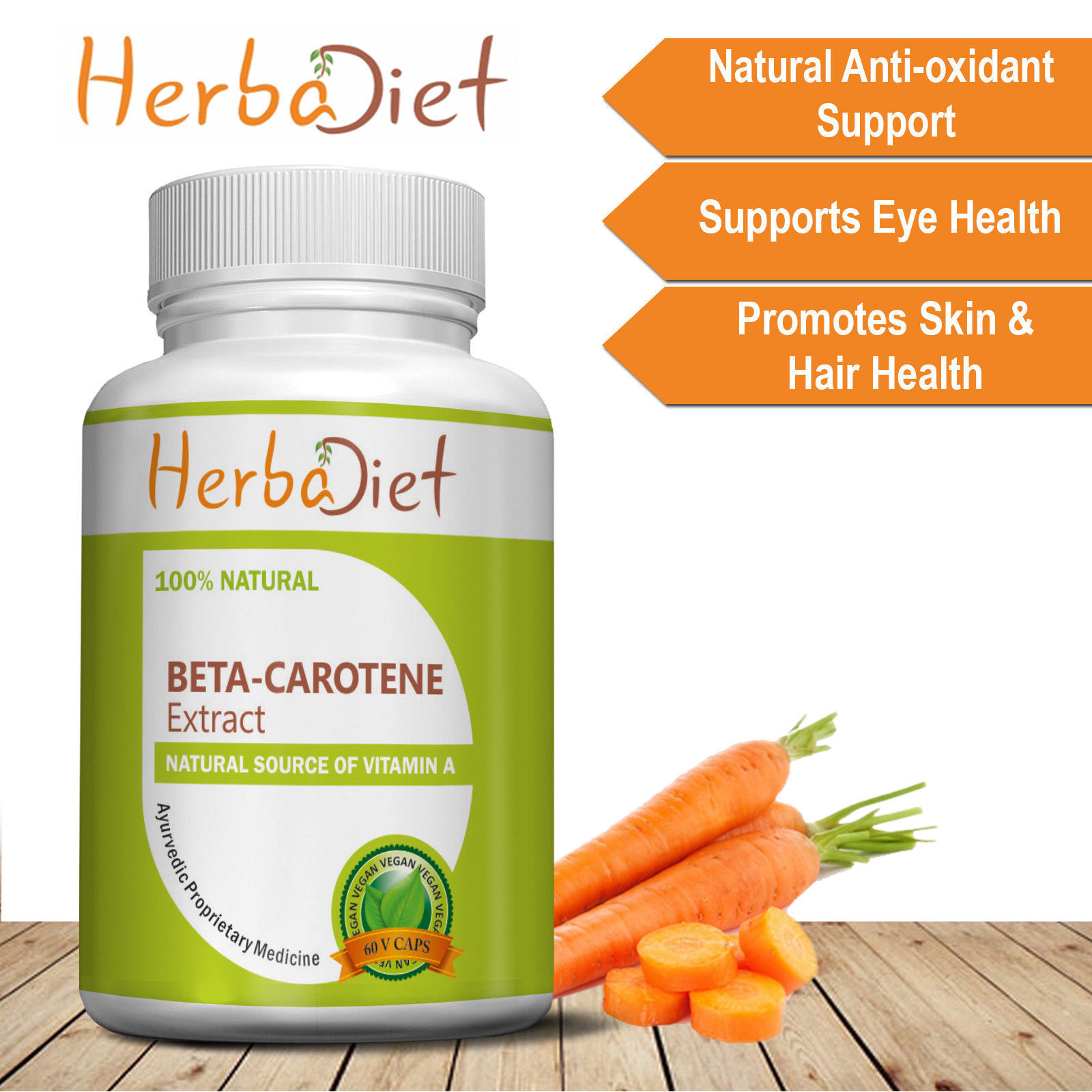 Beta Carotene Extract Capsules 25000 IU Enhances Tanning Tan Pills