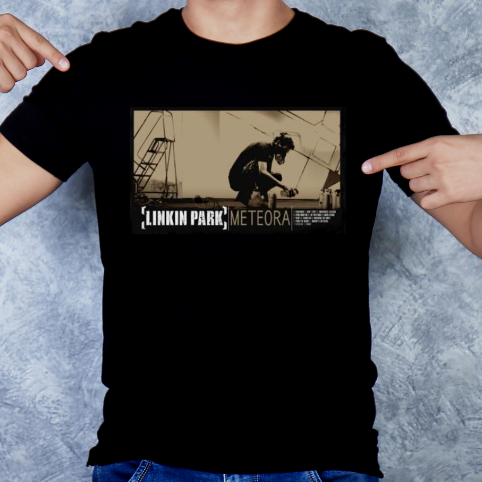 Linkin Park Meteora Rock Graffiti Graphic Printed Black Shirt