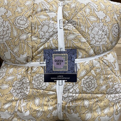 William Morris Wild Tulip Ochre Comforter Queen set 2 shams