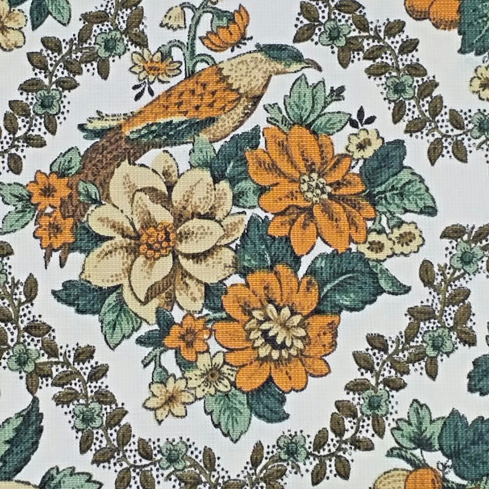 Vintage Waverly Bonded Fabric Floral Fruit Birds Marlborough 48 X 96” 2.67 Yard