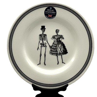 Royal Stafford Skeleton Wedding Halloween Salad Dessert Plate 8 1/4'' NEW