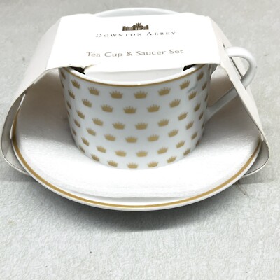 Downton Abbey Tea Coffee & Saucer Set 2019 British Drama Show Series Gold Crown