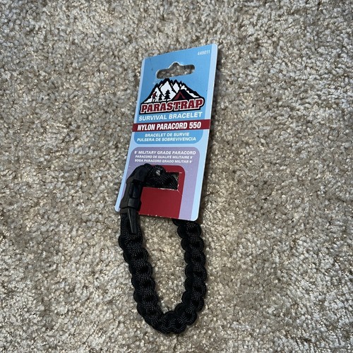 3E Black Parastrap Survival Bracelet Nylon Paracord 550 M47A
