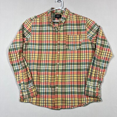 HUF Plaid Flannel Cotton Button Up Long Sleeve Casual Shirt Men's Medium M