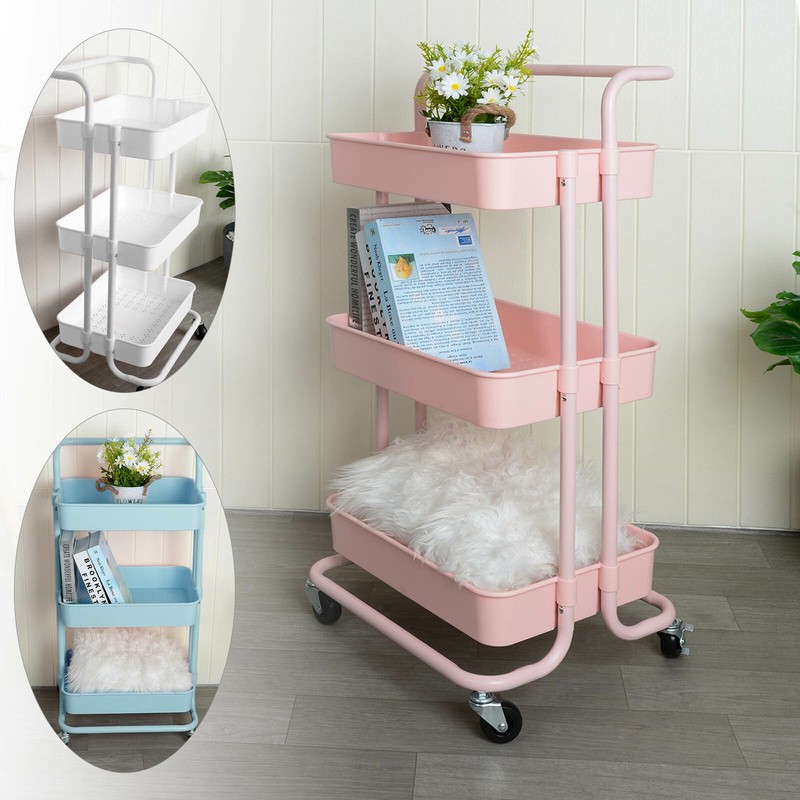 Servierwagen 3Etagen Küchenwagen Küchentrolley Beistellwagen Rollwagen Rollregal