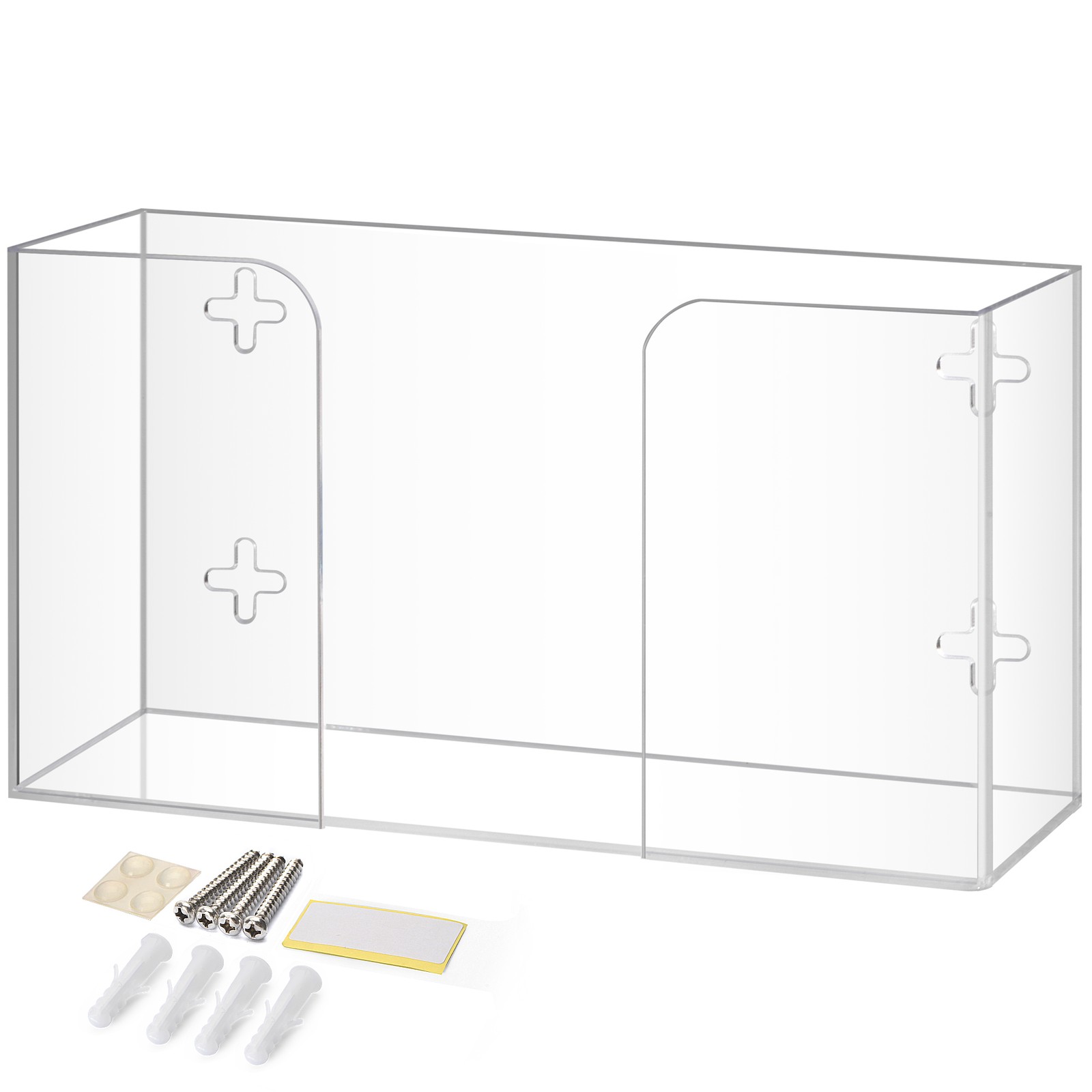 Glove Box Holder Dispenser - Wall Mount or Countertop, Load Open Top - Clear - Picture 1 of 10