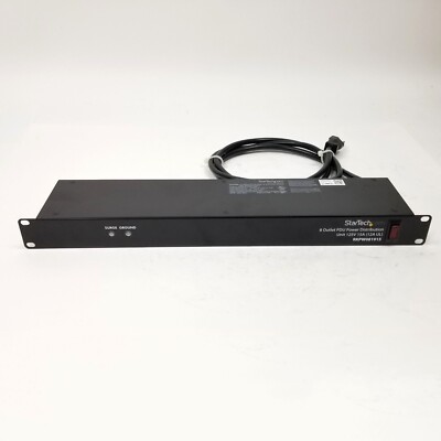 8 Outlet Horizontal 1U PDU Power Strip for Network Racks - 125V/15A