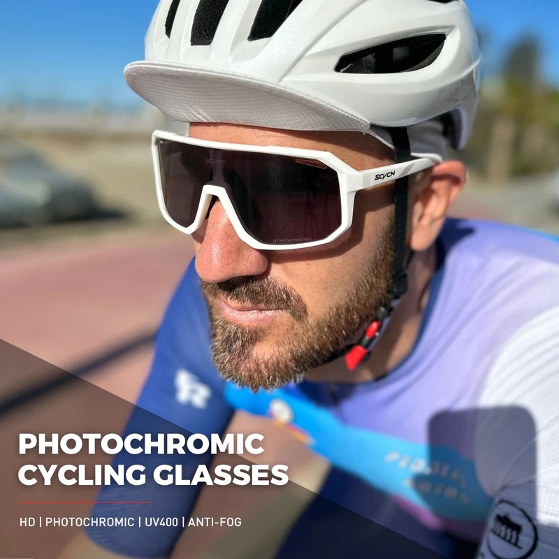 Photochromi Cycling Sunglasses Outdoor Road Mountain Bike Glasses Windproof