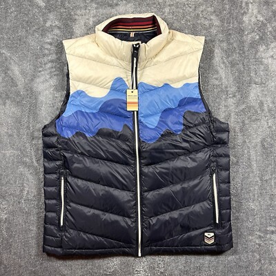 NEW Marine Layer Archive Andes Down Puffer Vest Mens Large Colorblock Mountains