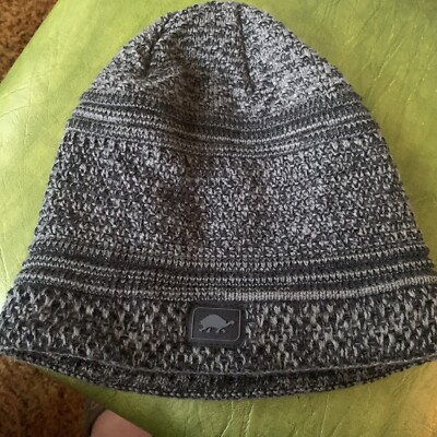 Knit grey buff solid beanie turtlefur Warm Fleece Lined