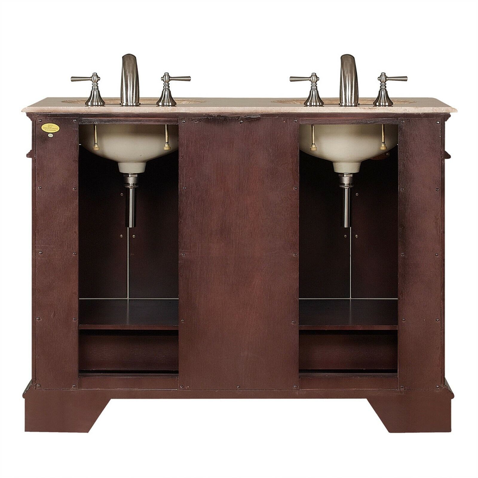 48 Inch Compact Double Sink Travertine Stone Top Bathroom Vanity Cabinet 0224tr 609224899546 Ebay